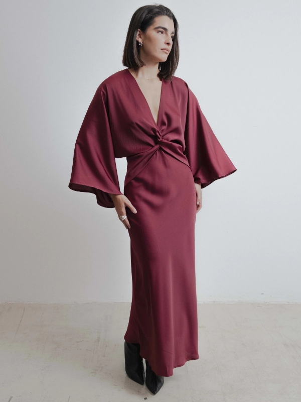 Abito Satin Bordeaux