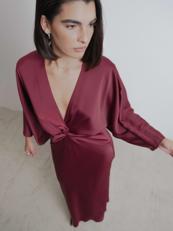 Abito Satin Bordeaux