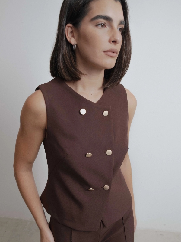 Gilet Doppiopetto Marrone