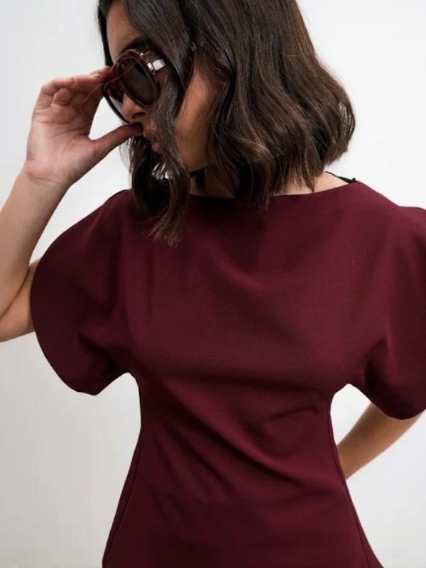 Maglie Maniche a Sbuffo Bordeaux
