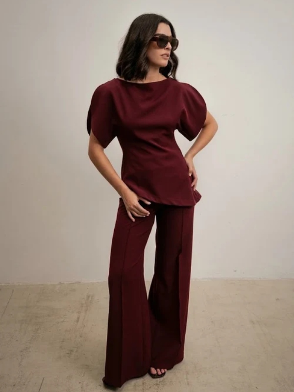 Maglie Maniche a Sbuffo Bordeaux