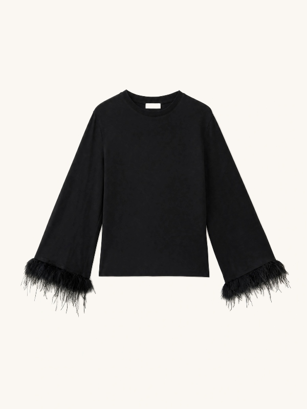 maglia piume nera