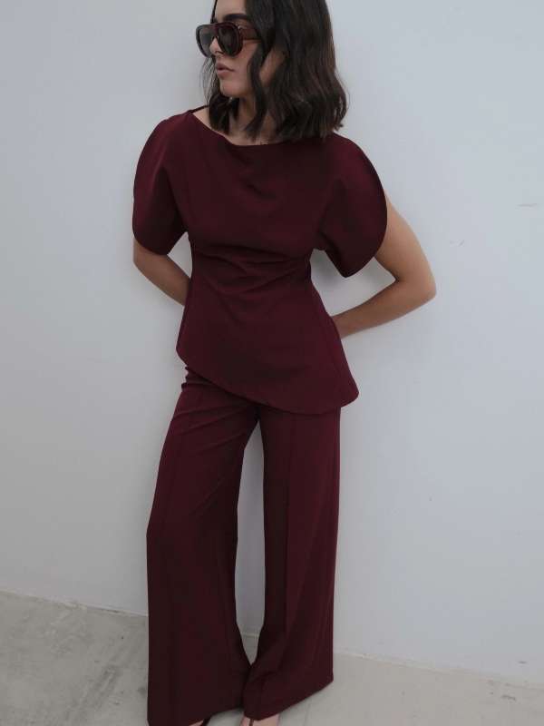 Pantaloni Fluidi Bordeaux